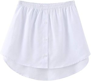 ASKSA Damen Mini Hemdverlängerungen Fake Top Lower Sweep mit Elastischem Taillenband, Weiß, L
