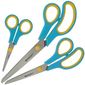 WESTCOTT Schere Easy Grip 3er-Set türkis/lemonengelb