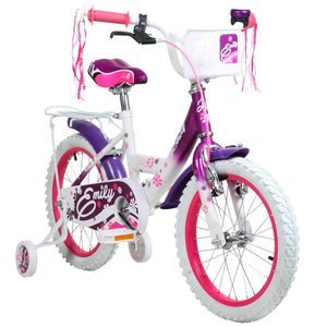 Hi5 Emily 16 Zoll Kinderfahrrad Mädchenfahrrad Fahrrad mit Stützrädern Kinderräder ab 4 Jahre, Farbe:weiß/lila