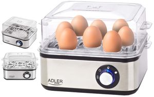 Adler Elektrický lis na vajcia | 1-8 vajec | Elektronické nastavenie tvrdosti | Ohrievacia doska z nehrdzavejúcej ocele | Vrátane odmerky s vyberačom vajec | 500 W