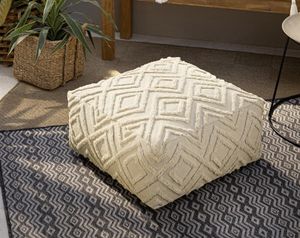 Pouf "Can Marca" creme, 60x60 cm, Sitzkissen 25 cm hoch, Bezug 100% Baumwolle, Bodenkissen