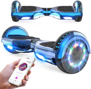 Markboard 6,5 Hoverboard,Self Balance Scooter Elektroroller E-skateboard mit 350W*2 Motorbeleuchtung| RGB LED-Leuchten | Bluetooth-Lautsprecher | chrom blau