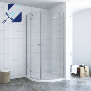 Duschkabine Viertelkreis 80x80 x 195cm Runddusche Halbrund Dusche Drehtüren Scharniertüren aus Klarglas 6mm mit Lotuseffekt-Beschichtung