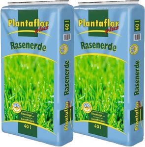 Plantaflor Plus Rasenerde Spezial Erde für Rasen Neuanlagen und Ausbesserungen 80 L (2 x 40 L)
