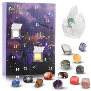 2022 Adventní kalendář pro děti Krystaly Vánoční odpočítávací kalendář 24 kusů Kolekce hornin a minerálů Vánoční dárek