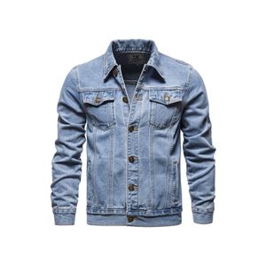 Männer Jeansjacken Revers Trucker Jackets Business Outwear Langarm Button Down Denim Jacke  Blau,Größe:M