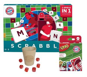 Mattel - Scrabble - FC Bayern München + UNO & Würfelbecher