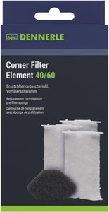 Dennerle 5865 Ersatzkartusche für Nano-Eckfilter, 3er Pack - 3x Filterelement inkl. 1 Filterschwamm