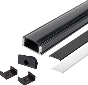 2m LED Aluprofil Alu Schiene  Profil Kanal System für LED-Streifen mit 2 Abdeckung Profil A-S