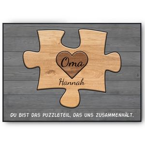 Oma Geschenk personalisiert | Oma Geburtstag Großmutter Familienbild gestalten | Muttertag personalisierte Geschenke Oma Puzzle – DIN A4 (21x29.7cm) / 1 Name