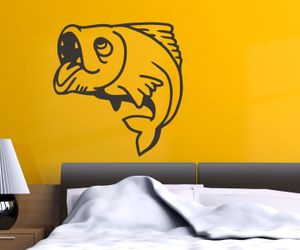 Wandtattoo Fisch Fische Hecht  sticker Tier Tür Auto Aufkleber Wohnzimmer Schlafzimmer Kinderzimmer 1B258, Farbe:Dunkelgrau glanz, Breite vom Motiv:25cm
