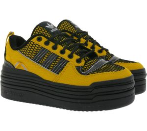 adidas Damen Plateau-Sneaker mit schwarzen Overlays Triple Platforum Low Gelb, Größe:38 2/3