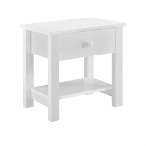 [cs.casa]® Noční stolek - Noční stolek Zásuvka Komoda Úložný prostor Bílá