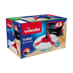 Vileda Wischmop-Set Turbo Easy Wring & Clean incl. Powerschleuder und Fußpedal, Farbe Grau