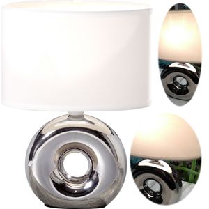 LS-LebenStil Tischlampe Napoli Kugel Silber Weiß E14 26cm Tischleuchte Nachttischlampe