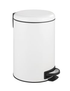 WENKO Tret LEMAN Weiß 12 L Abfall Müll Eimer mit Absenkautomatik Bad WC Küchen