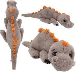 Depesche 13168 Dino World - Kuscheltier Dinosaurier in Braun und mit orangen Zacken, ca. 50 cm großes Plüschtier