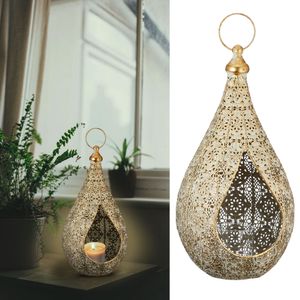 Laterne Windlicht aus Metall Größe M  im Mandaladesign mit Glaseinsatz Gartendeko Wohndeko