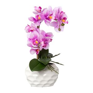 Künstliche Phalaenopsis in weißem Keramiktopf 33cm in 2 versch. Farben