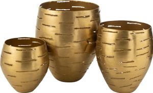 J-Line Set Von 3 Windlicht Schüssel Metall Gold