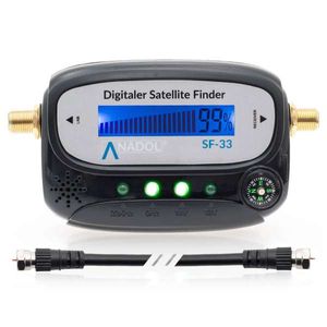 Anadol SF-33 digitaler Satfinder mit LCD-Display, Ton-Signalen, Kompass und Koaxialkabel Schwarz