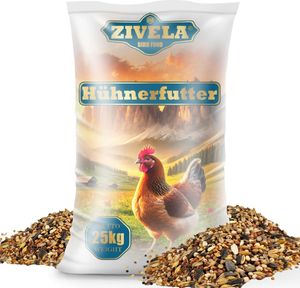 ZIVELA 25kg krmivo pro kuřata Krmivo pro drůbež s obilím Krmivo s obilím | Krmivo pro drůbež, kuřata, husy, kachny Bez GMO, 100% přírodní | Obilná směs 25 kg