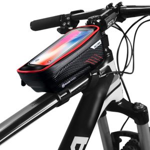 Bike Bag Hard Shell Eva Mountain Bike Front Bike Carrier Bags Top Tube Bag Cycling Mobile Phone Holder MTB Accessories-Red