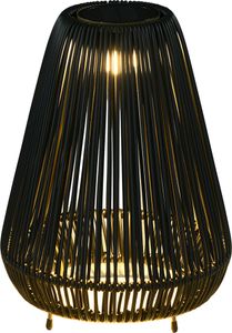 Lampa solarna Outsunny, rattanowa lampa solarna, wodoodporne oświetlenie ścieżki z czujnikiem światła, automatyczna lampa ogrodowa LED, oświetlenie zewnętrzne na balkon, ogród, metal, czarny