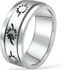 Drehring Partnerring Drehbar 925 Sterlingilber Massiv Damen Herren Sonne Mond Stern 66 (21 mm Ø)