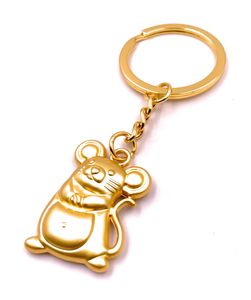 Onwomania Schlüsselanhänger Maus Niedlich Dicker Bauch Gold Anhänger Keychain