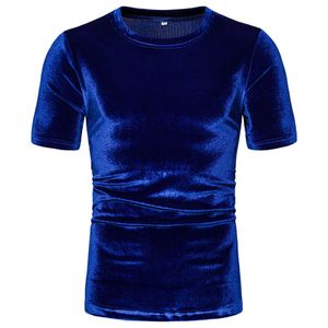 Einfarbig Ice Velvet Warm Herren Hemd Rundhalsausschnitt Kurzarm Bequeme Oberteile,Farbe: Blau,Größe:XXXXL