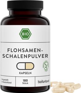 Flohsamenschalen Kapseln BIO I 180 vegane Kapseln - 700 mg indische Fohsamenschalen