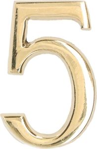 KOTARBAU® Numer "5" mosiezny samoprzylepny 5 cm wykonany z mosiadzu do drzwi wejsciowych