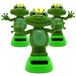3x Wackelfigur Solar Frosch Dekoration Glücksbringer Dancing Frog Froschkönig