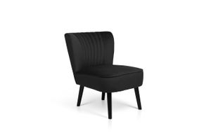 LIFA LIVING Vintage Polstersessel aus Samt & schwarzem Holz, Gepolsterter Esszimmerstuhl in schwarz, Samthocker Sessel für Wohnzimmer, max. 100kg belastbar