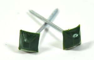 Onduline Dachnägel Nägel für Bitumenwellplatte Wellplatten Kunststoffkopf Nagel eckig grün, Stück:1000