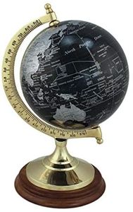maritime-deco Globus Edler Globus auf Holzstand H 22 cm- Messinggestell- Farbe schwarz