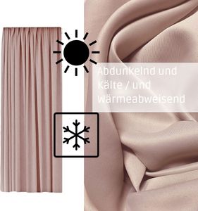 Gardine mit Kräuselband Universalband Vorhang Gardinenband Verdunkelung Blickdicht 140 (B) x 245 (L) Altrosa 1er Pack
