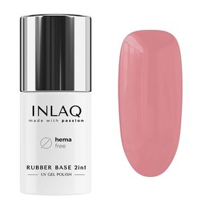 INLAQ® 2in1 Rubber Base Gel UV HEMA Free 6 ml - Gel Nagellack bis zu 95% Deckkraft Base Gel für Nagellack UV, Farbe Rose