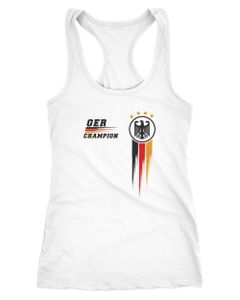 Damen Tank Top Fan-Shirt Deutschland Champion EM 2021 Fußball Europameisterschaft Racerback Muskelshirt Moonworks® weiß XXL