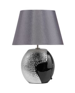 BELIANI Tischlampe Schwarz und Silber Keramik 42 cm Stoffschirm Vasenform Kabel mit Schalter Klassischer Stil