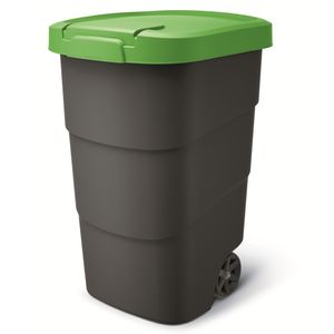 Wheeler 95L Müllbehälter mit Rädern und Deckel Mülltonne Müllgroßbehälter Großmülltonne Universaltonne Kunststoff Grün