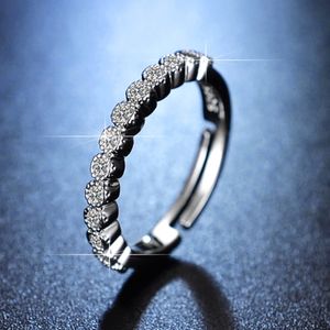 Damen Ring Silber Verlobungsring rostfrei mit Kristall, Größe verstellbar