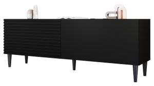 MIRJAN24 TV-Lowboard Nakomo 2K 150 mit zwei Klappen, Schwarze Holzfüße, Griffloses Öffnungssystem, Gasdruckfeder (Farbe: Schwarz)