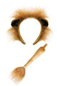 Kostümzubehör-Set Löwe Haarreif mit Ohren und Schwanz Braun