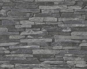 A.S. Création Tapete Wood`n Stone, Mustertapete in Natursteinoptik, grau, schwarz, 10,05 m x 0,53 m, 914224, 9142-24