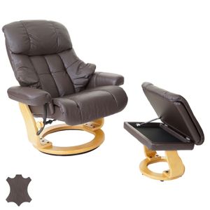 MCA Relaxsessel Calgary XXL, TV-Sessel Hocker, Echtleder 180kg belastbar  braun, naturbraun