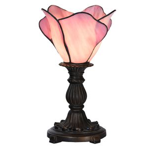 Stolní lampa Clayre & Eef Tiffany Ø 20x30 cm Růžový skleněný květ