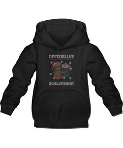 Offizielles Schlafshirt Faultier Ugly Christmas Kinder Kapuzenpullover Hoodie, Schwarz, 128