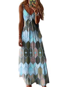 Damen ärmelloses Sundress Sommer gegen Nackenkleid lässige lange Kleider,Farbe:Himmelblau,Größe:5xl
